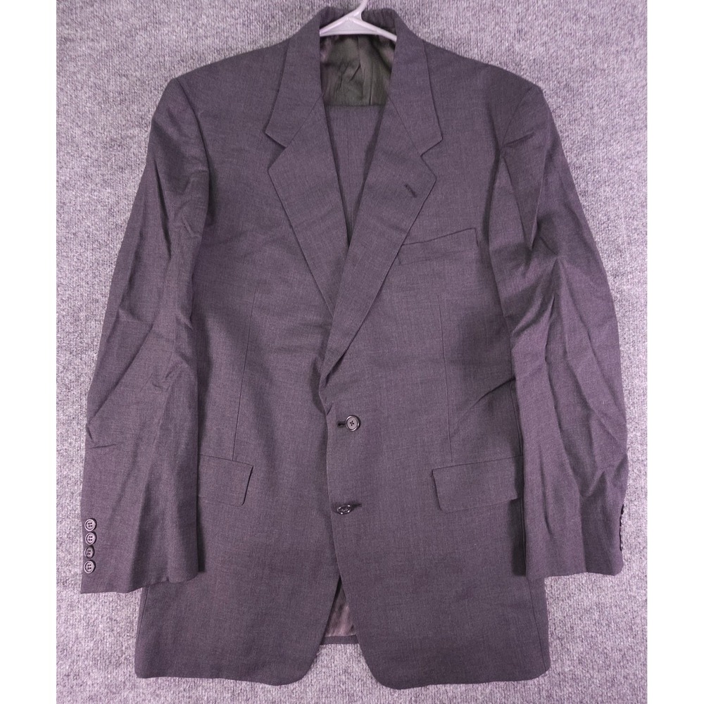 Hart Schaffner Marx 2 Piece Suit Mens 44L 30X32 Dark‎ Gray 2 Button Wool